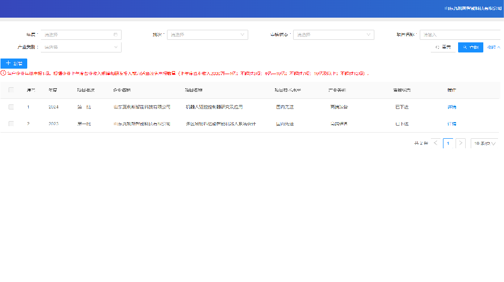 Shandong Province Technology Innovation Project